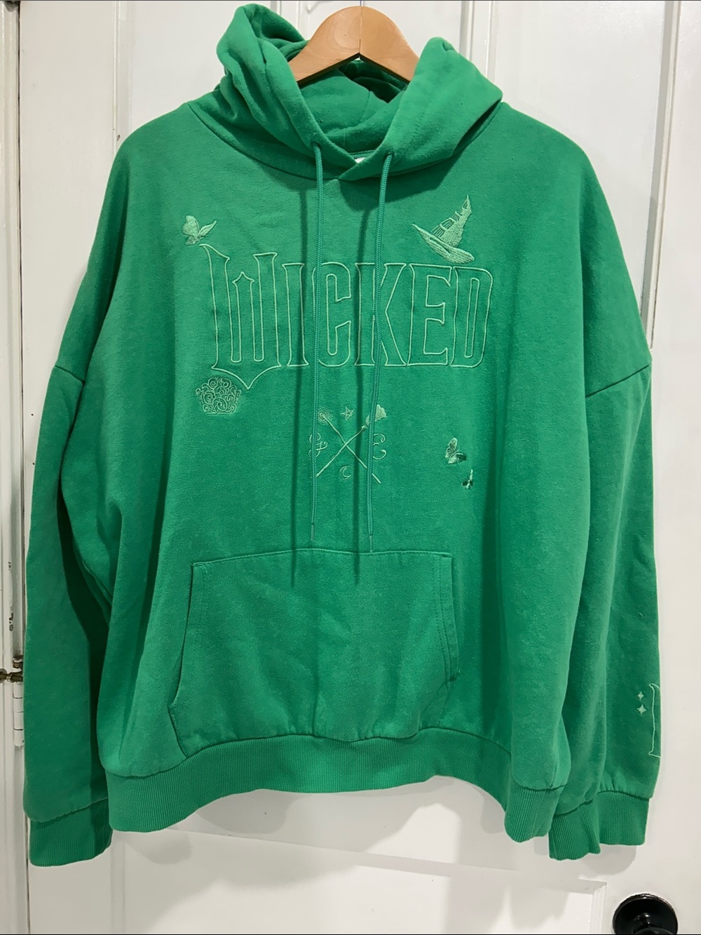 Wicked Green Embroidered Universal Glinda Elphaba Hoodie Sweatshirt - Size XXL
